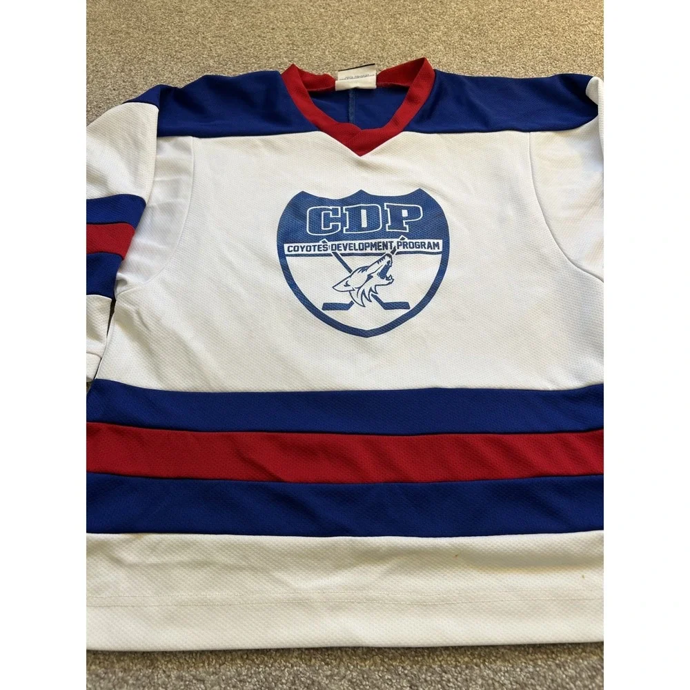 K1 Sportswear Hockey‎ Jersey Youth L White Blue Red Good CDP Coyotes Program 6